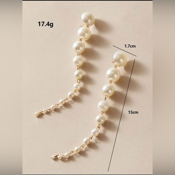 Faux Pearl Drop Earrings - Picture 4 of 7